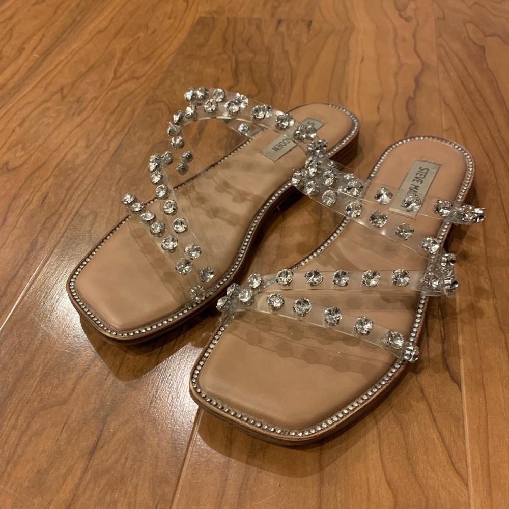 Steve Madden Clear Rhinestone Sandals